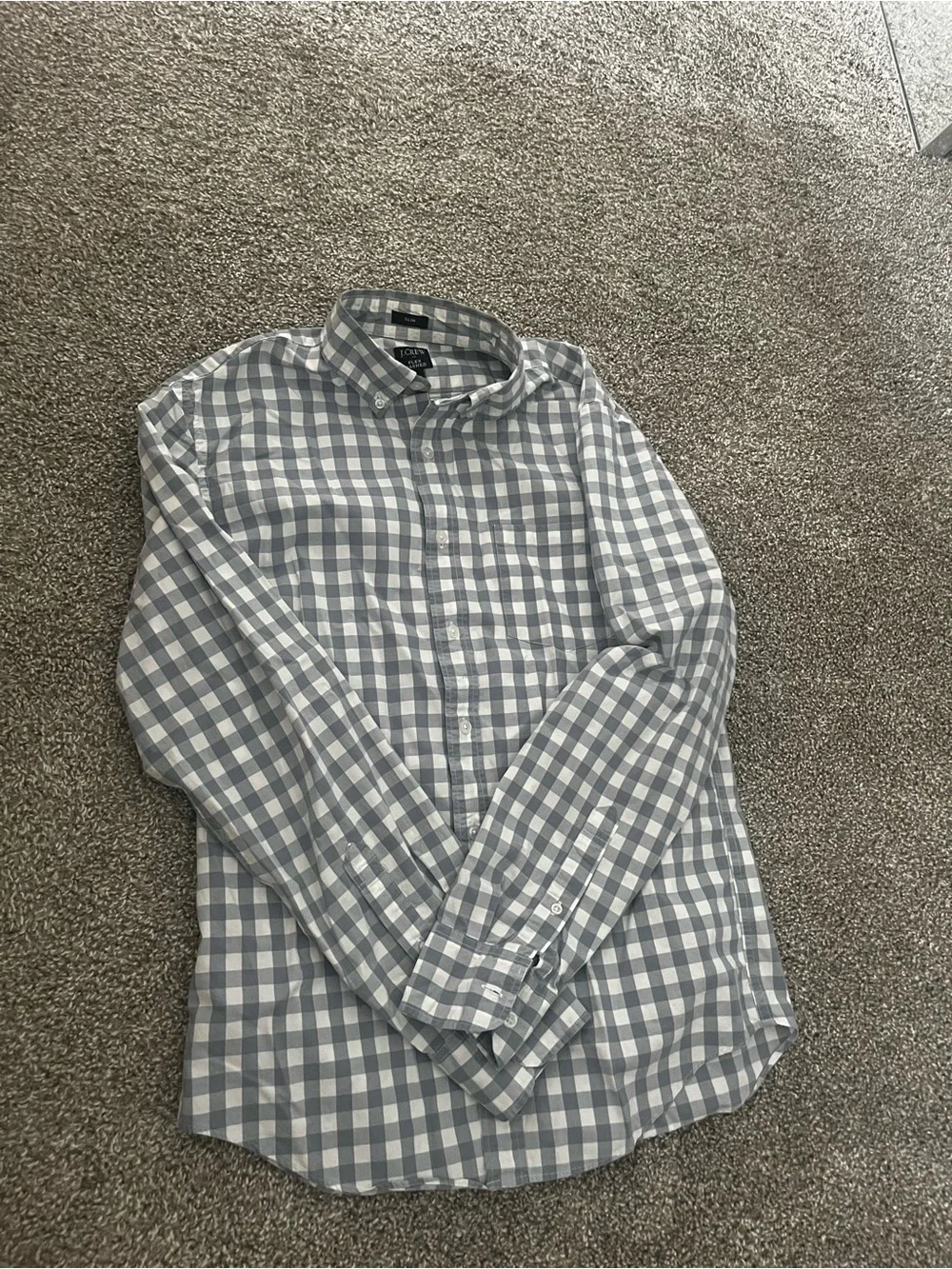 J. Crew Button-Down Gingham Dress Shirt - Blue/White Size Medium